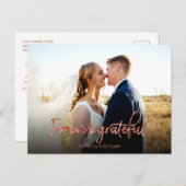 Forever Grateful Roos Folie bruiloft Dank u Foto Briefkaart (Voorkant / Achterkant)