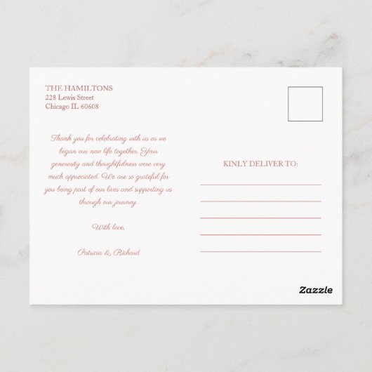 Forever Grateful Roos Folie bruiloft Dank u Foto Briefkaart (Achterkant)