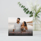 Forever Grateful Roos Gold Wedding Bedankt Foto Briefkaart (Staand voorkant)