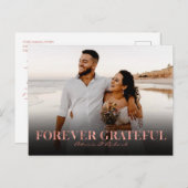 Forever Grateful Roos Gold Wedding Bedankt Foto Briefkaart (Voorkant / Achterkant)