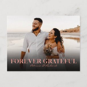 Forever Grateful Roos Gold Wedding Bedankt Foto Briefkaart