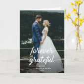 Forever Grateful Rustic 2 foto bruiloft Bedankt Kaart (Gele Bloem)