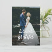 Forever Grateful Rustic Script 2 Fotobruiloft Bedankkaart (Staand voorkant)