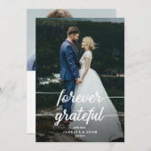 Forever Grateful Rustic Script 2 Fotobruiloft Bedankkaart (Voorkant / Achterkant)