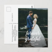 Forever Grateful Script Fotobruiloft Bedankt Briefkaart (Voorkant / Achterkant)