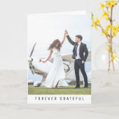 Forever Grateful Simple 2 foto bruiloft Bedankt Kaart (Gele Bloem)
