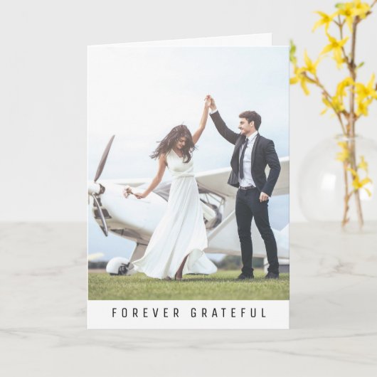 Forever Grateful Simple 2 foto bruiloft Bedankt Kaart (Gele Bloem)