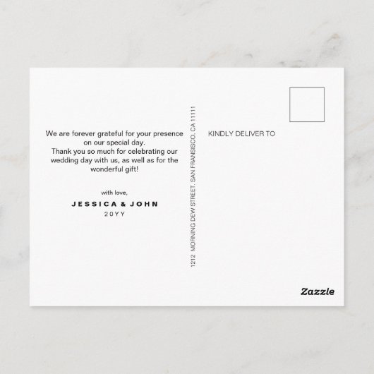 Forever Grateful Simple 3 foto bruiloft Dank u Briefkaart (Achterkant)