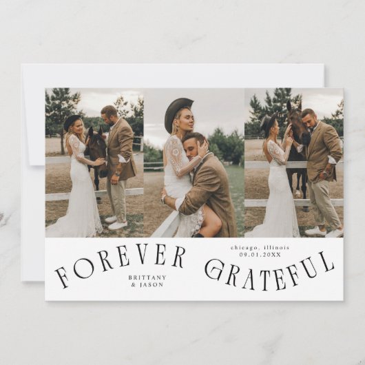 Forever Grateful White Wedding Multi Photo Bedankkaart (Voorkant)