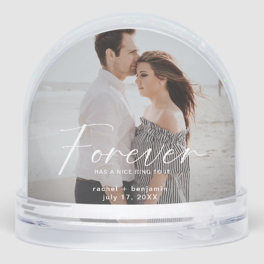 Forever has a nice ring Photo Engagement Modern Sneeuwbol (Achterkant)