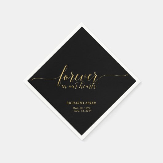 Forever Hearts | Elegant Gold Script Memorial Napk Servet (Hoek)