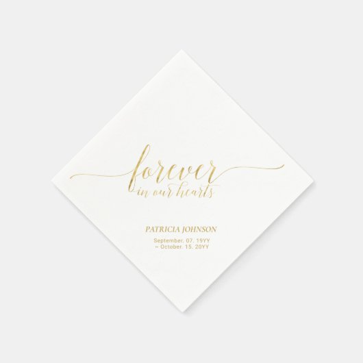 Forever Hearts | Elegante Gouden Script Herdenking Servet (Hoek)