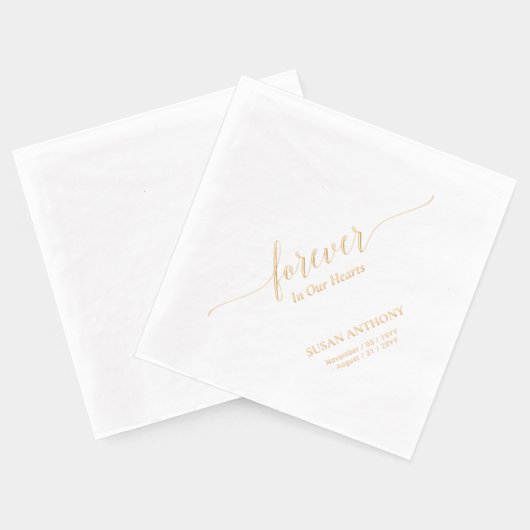 Forever Hearts | Elégante Script Herdenkings Funer Folie Servetten (Achterkant)