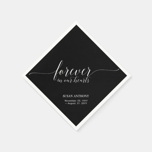 Forever Hearts | Elegante Script Herdenkings Funer Servet (Hoek)