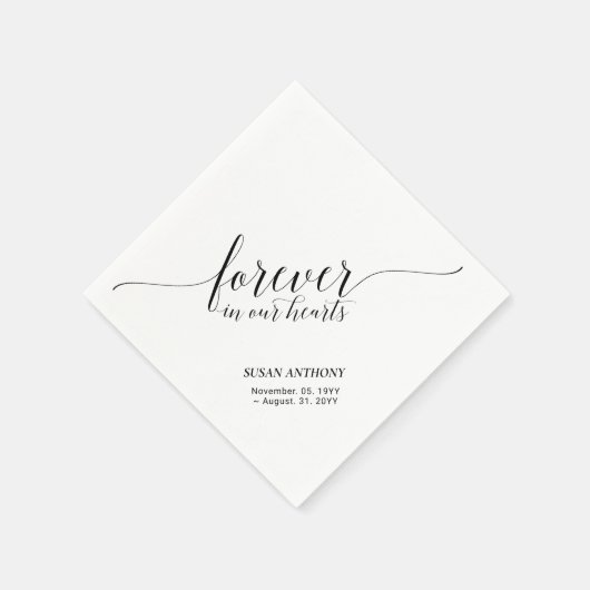 Forever Hearts | Elegante Script Herdenkingsdienst Servet (Hoek)
