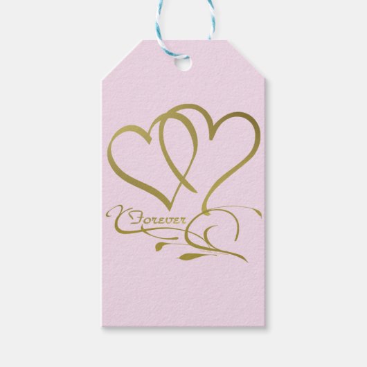 Forever Hearts Gold op Roze Cadeaulabel (Voorkant)