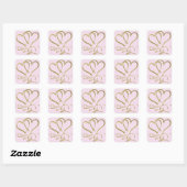 Forever Hearts Gold op Roze Vierkante Sticker (Vel)