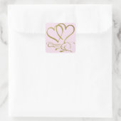 Forever Hearts Gold op Roze Vierkante Sticker (Tas)