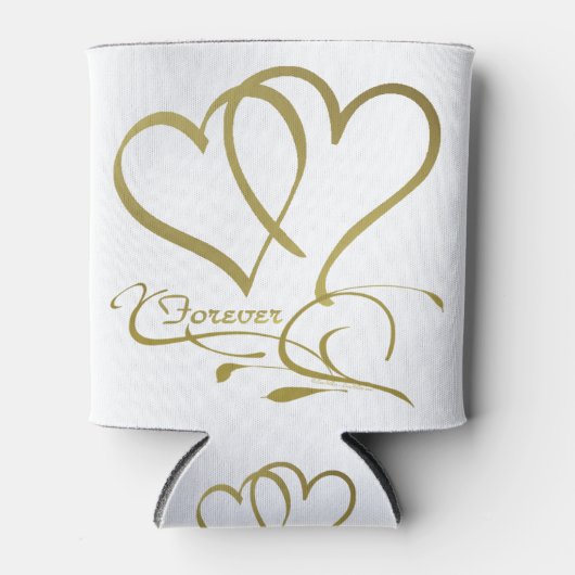 Forever Hearts Gold op White Blikjeskoeler (Voorkant)