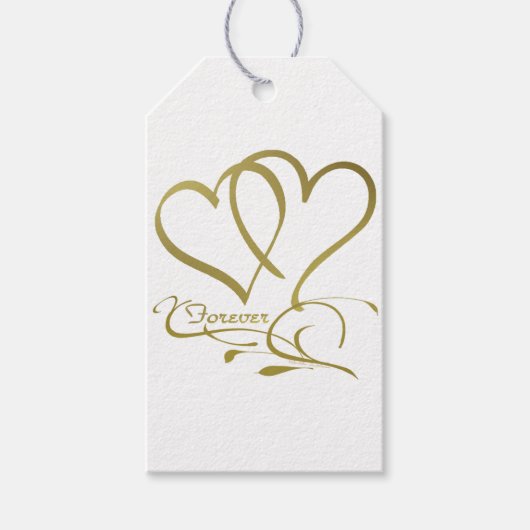 Forever Hearts Gold op White Cadeaulabel (Voorkant)