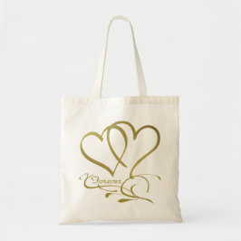 Forever Hearts Gold op White Tote Bag
