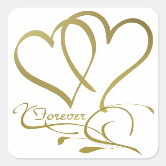 Forever Hearts Gold op White Vierkante Sticker (Voorkant)
