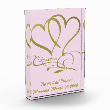 Forever Hearts Gold past bruin acryl Kaart aan