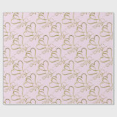 Forever Hearts Goud op Roze Cadeaupapier (Vlak)
