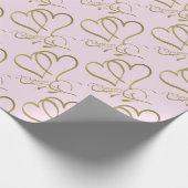 Forever Hearts Goud op Roze Cadeaupapier (Hoek)
