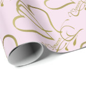 Forever Hearts Goud op Roze Cadeaupapier (Rol Hoek)