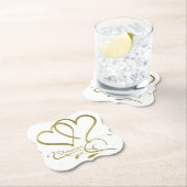 Forever Hearts Goud op Wit Kartonnen Onderzetters (Insitu)