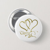 Forever Hearts Goud op Wit Ronde Button 5,7 Cm (Voorkant /achterkant)