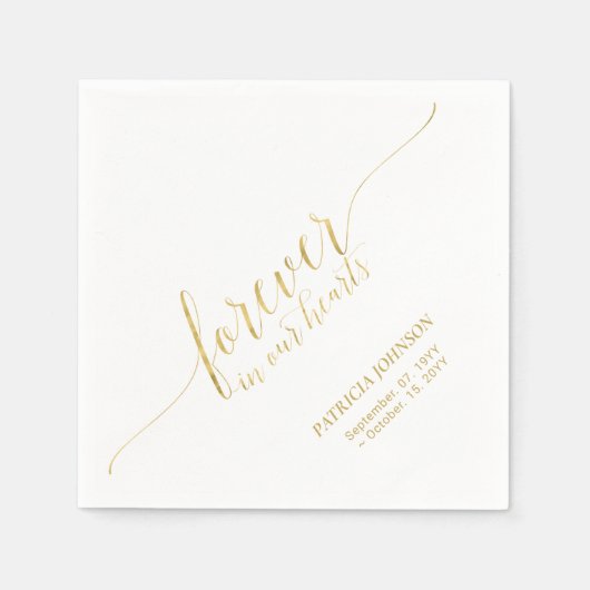 Forever Hearts | Memorial Elegant Gold Script Servet (Voorkant)