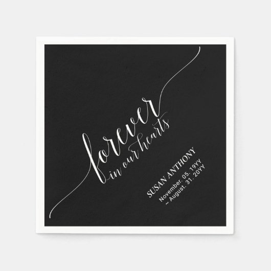 Forever Hearts | Memorial N van Elegant Script Servet (Voorkant)