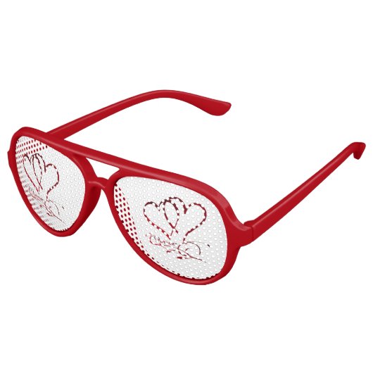 Forever Hearts Red op White Aviator Zonnebril (Gekanteld)