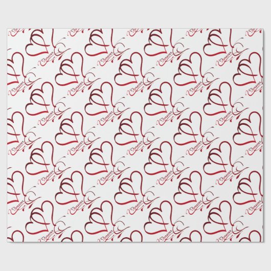 Forever Hearts Red op White Cadeaupapier (Vlak)
