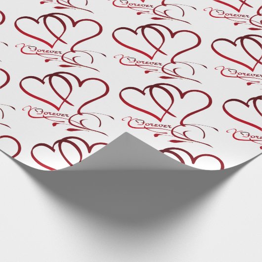 Forever Hearts Red op White Cadeaupapier (Hoek)