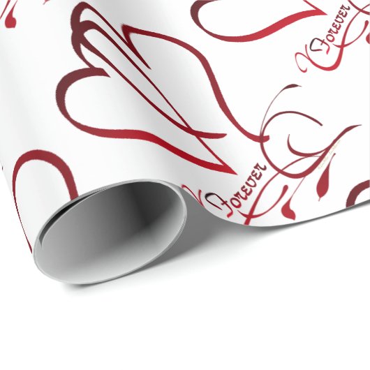 Forever Hearts Red op White Cadeaupapier (Rol Hoek)