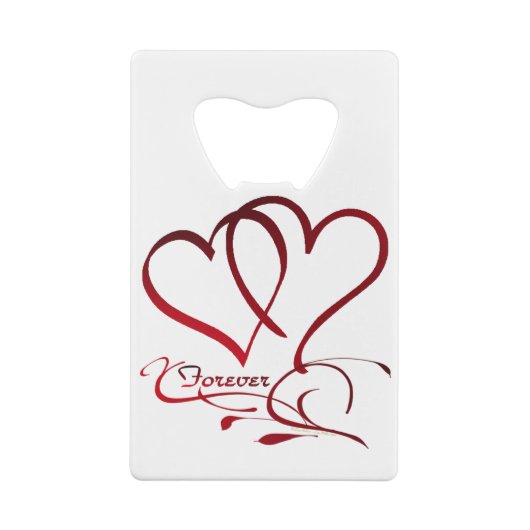 Forever Hearts Red op White Creditkaart Flessenopener (Achterkant)