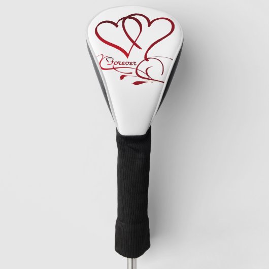 Forever Hearts Red op White Golf Head Hoesje Golfheadcover (Voorkant)