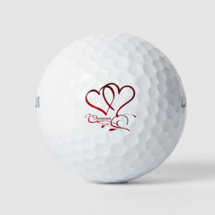Forever Hearts Red op White Golfballen