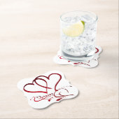 Forever Hearts Red op White Kartonnen Onderzetters (Insitu)