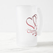 Forever Hearts Red op White Matglas Bierpul (Voorkant rechts)