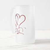 Forever Hearts Red op White Matglas Bierpul (Voorkant links)