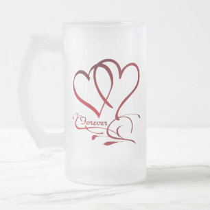 Forever Hearts Red op White Matglas Bierpul