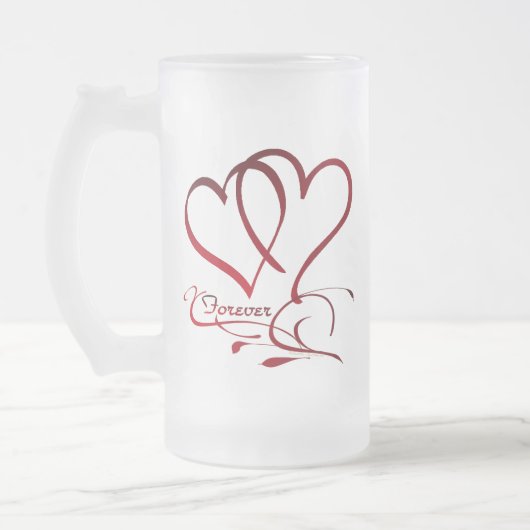 Forever Hearts Red op White Matglas Bierpul (Links)