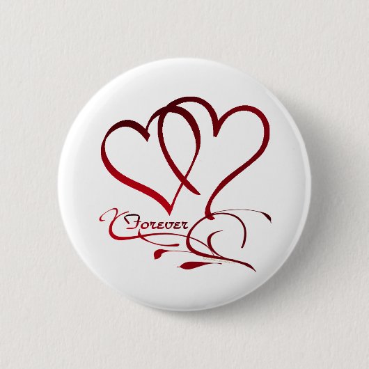 Forever Hearts Red op White Ronde Button 5,7 Cm (Voorkant)