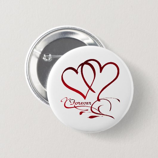 Forever Hearts Red op White Ronde Button 5,7 Cm (Voorkant /achterkant)