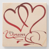 Forever Hearts Red op White Stenen Onderzetter (Voorkant)