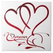 Forever Hearts Red op White Tegeltje (Voorkant)